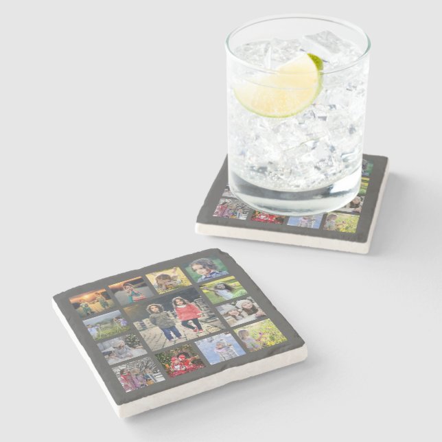 Create your own family photo collage stone coaster (Side)