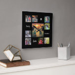 Create your own family photo collage unique square wall clock<br><div class="desc">Create your own family photo collage script and monogrammed wall clock
Add your own personal photos,  text,  quotes,  monogram to personalize.</div>