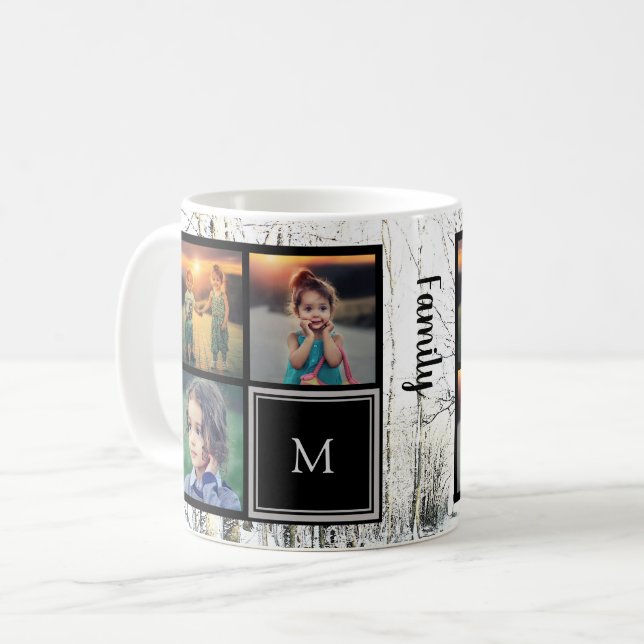 Create your own family photo collage winter trees coffee mug (Front Left)