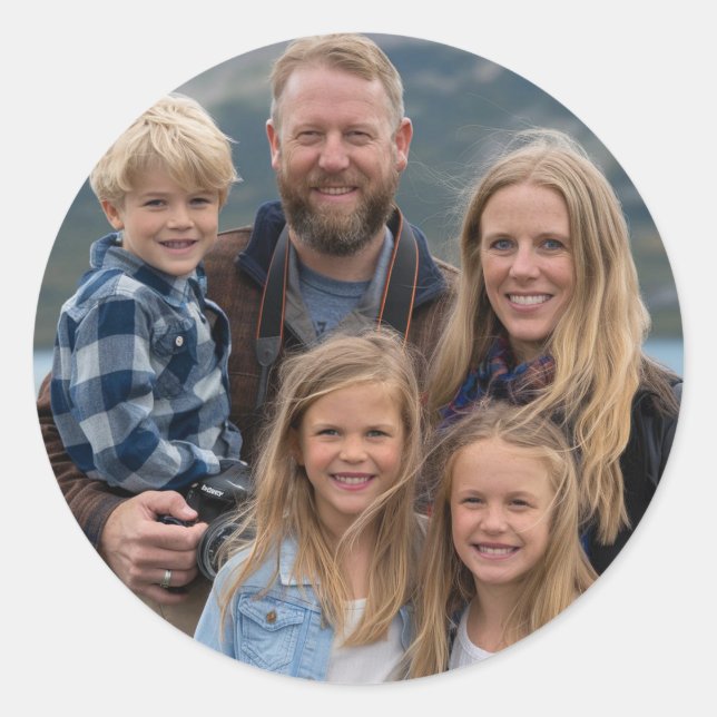 Create your own family photo Customizable          Classic Round Sticker (Front)