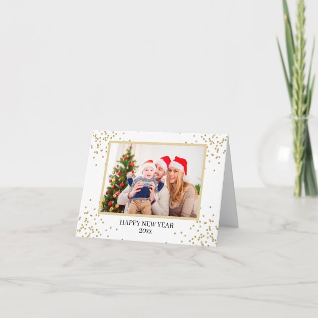 Create Your Own Family Photo Happy New Year Folded Holiday Card (Front)