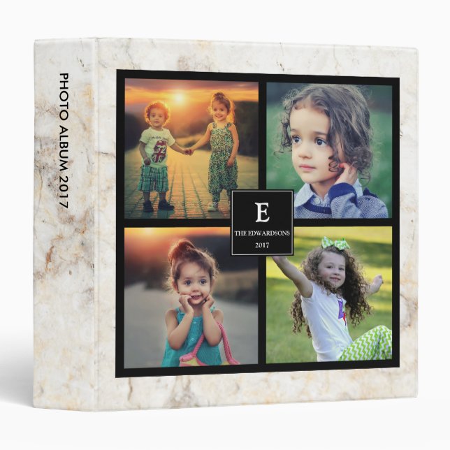 Create your own family photo monogram marble binder (Front/Spine)