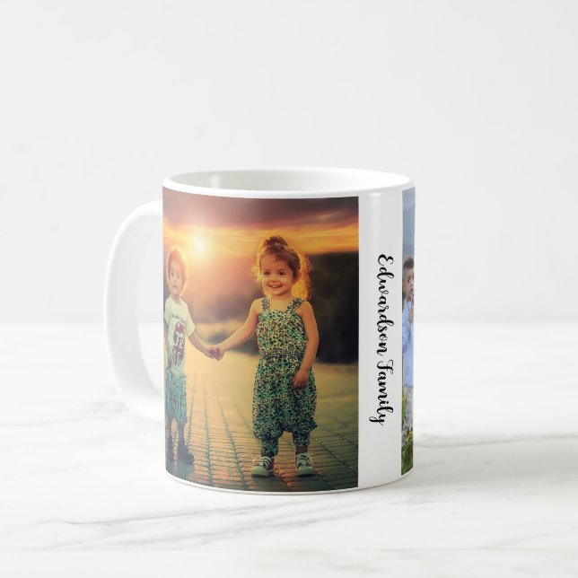 Create your own family photo monogram name coffee mug (Front Left)