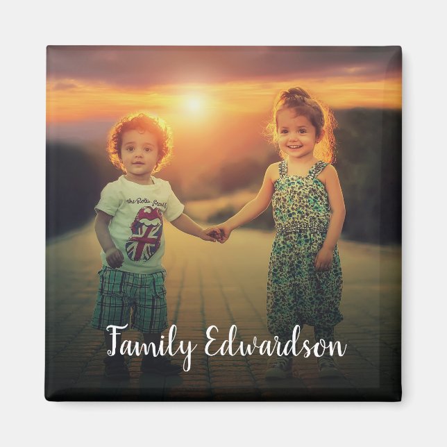 Create your own family photo monogram name magnet (Front)