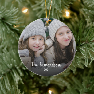 Create your own family photo personal Christmas Ce Ceramic Ornament