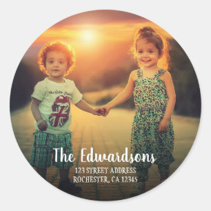 Create your own family photo return address classic round sticker