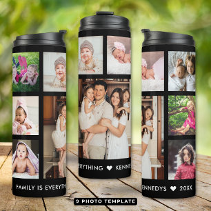 Create Your Own Family Quote 9 Photo Collage Thermal Tumbler