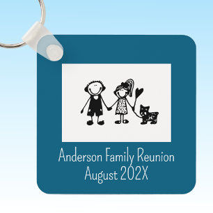 Create Your Own Family Reunion Square Metal Keychain