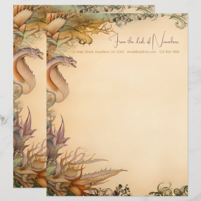 Create Your Own Fantasy Dragon Garden Stationery (Front/Back)