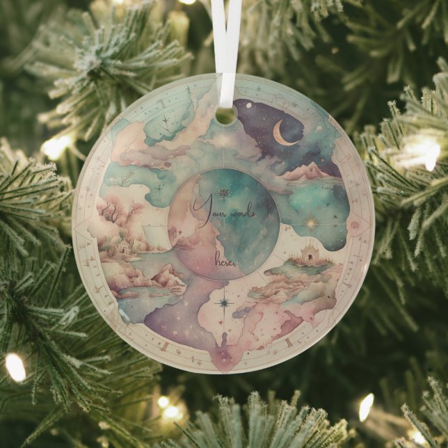 Create Your Own Fantasy World Map Glass Ornament (Insitu)