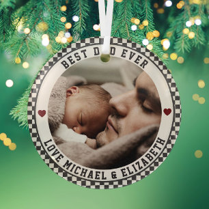 Create Your Own Father's Day Best Dad Ever Photo Glass Ornament