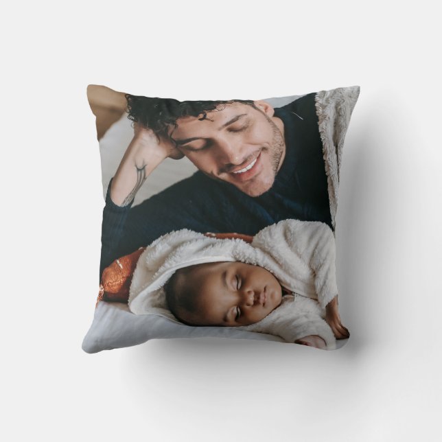Create Your Own Father's Day Photo Throw Pillow (Back)