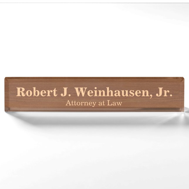 Create Your Own Faux Wood Grain Formal Nameplate (Front)