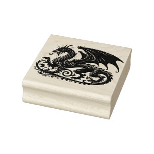 Create Your Own Fierce Regal Dragon Emblem Rubber Stamp