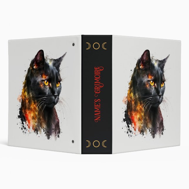 Create Your Own Fiery Black Cat  Binder (Background)
