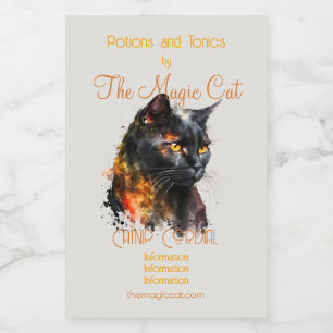 Create Your Own Fiery Black Cat  Wine Label