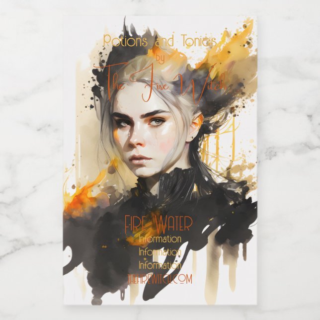 Create Your Own Fiery Witch Food Label (Single Label)