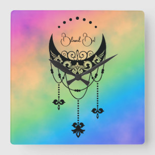 Create Your Own Filigree Boho Moon Silhouette Square Wall Clock