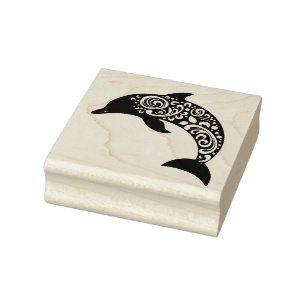 Create Your Own Filigree Dolphin Motif Rubber Stamp