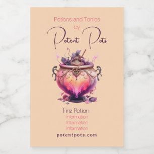 Create Your Own Fire Potion Cauldron Apothecary  Food Label