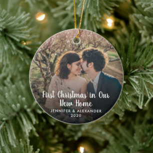 Create your own First Christmas in new home photo Ceramic Ornament