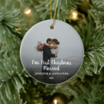 Create your own First Christmas Married photo Ceramic Ornament<br><div class="desc">Create your own First Christmas Married photo ornament.
Very nice Christmas keepsake.
Add your own photos,  add your text and names and create a very personal and unique ornament.</div>