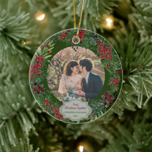 Create your own First Christmas Together photo Ceramic Ornament