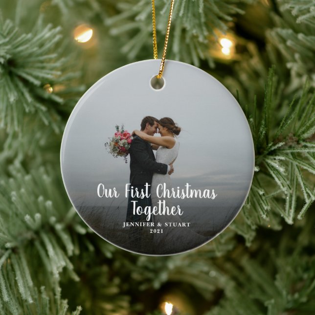 Create your own First Christmas Together photo Ceramic Ornament (Tree)