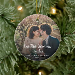 Create your own First Christmas Together photo Ceramic Ornament