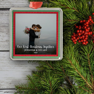 Create your own First Christmas Together photo Metal Ornament