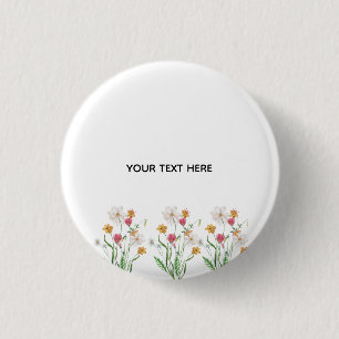 Create Your Own Floral 1 Inch Round Button