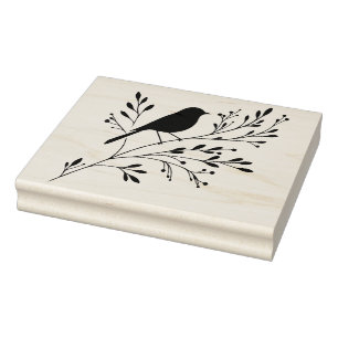 Create Your Own Floral BIrd Tree Branch Rubber Stamp