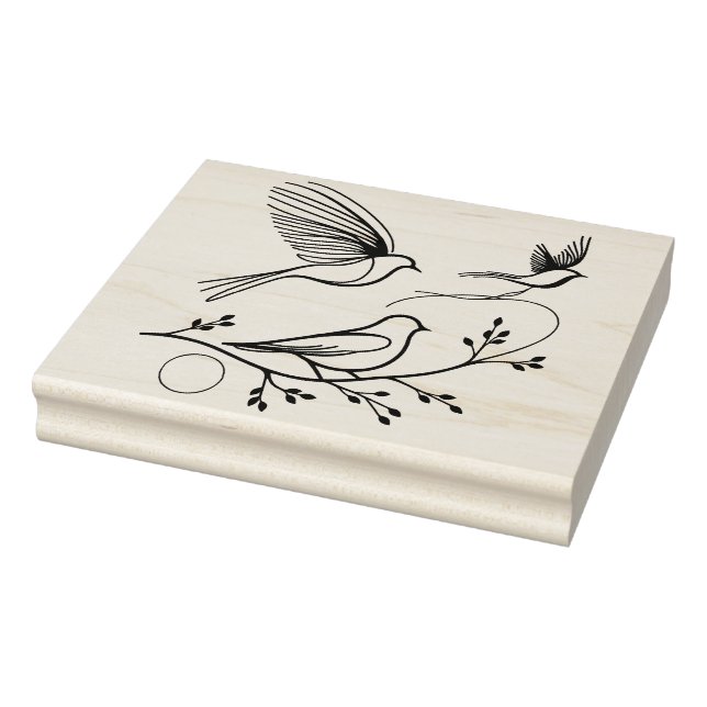 Create Your Own Floral BIrds Tree Branch Moon Rubber Stamp (Stamp)