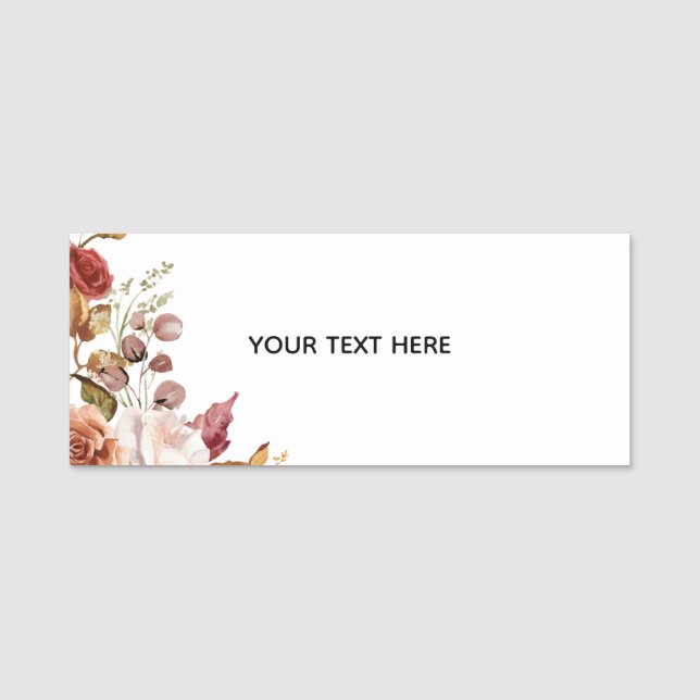 Create Your Own Floral Classic Name Tag (Front)