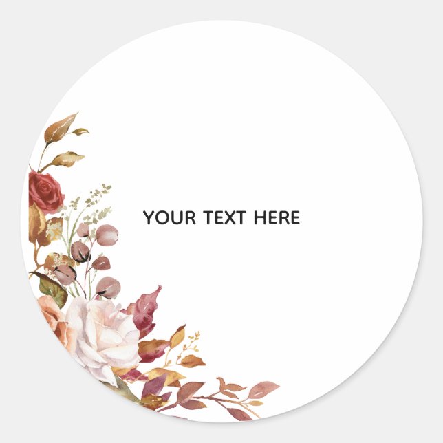 Create Your Own Floral Classic Round Sticker (Front)