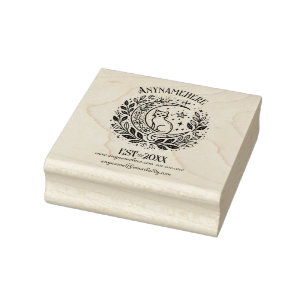 Create Your Own Floral Crescent Moon Cat Rubber Stamp