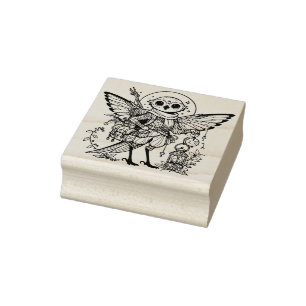 Create Your Own Floral Lunar Songbird Rubber Stamp