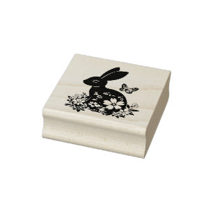 Create Your Own Floral Ostara Bunny Butterlfy Rubber Stamp