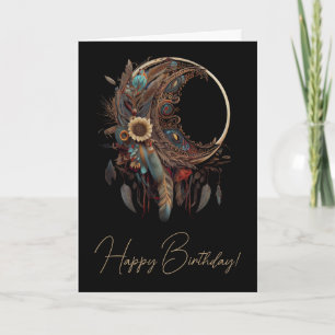 Create Your Own Floral Paisley Boho Moon Holiday Card