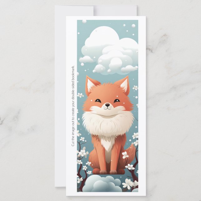 Create Your Own Floral Red Fox Bookmark Card (Front)