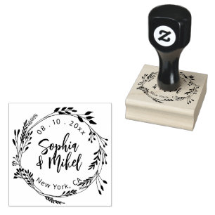 Create Your Own Floral Round SaveThe Date Wedding  Rubber Stamp
