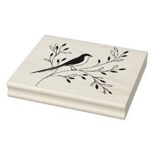 Create Your Own Floral Song BIrd Tree Branch Rubber Stamp