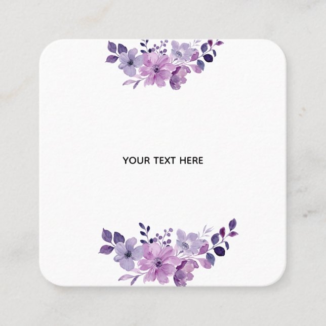 Create Your Own Floral Square Business Card (Front)