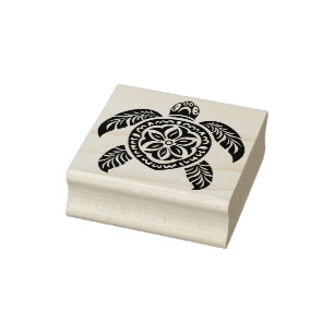 Create Your Own Floral Tribal Sea Turtle Rubber Stamp