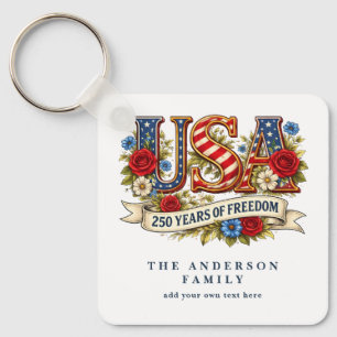 Create Your Own Floral USA 250 Years of Freedom  Keychain