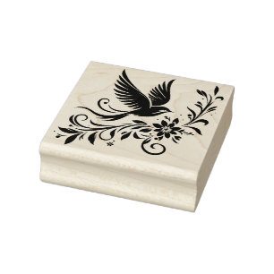 Create Your Own Floral Vine Songbird Rubber Stamp