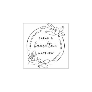 Create Your Own Floral Wedding Return Address Rubber Stamp