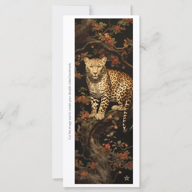 Create Your Own Floral Wild Leopard Bookmark Card (Front)