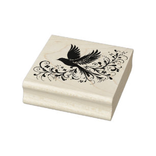 Create Your Own Flower Vine Songbird Rubber Stamp