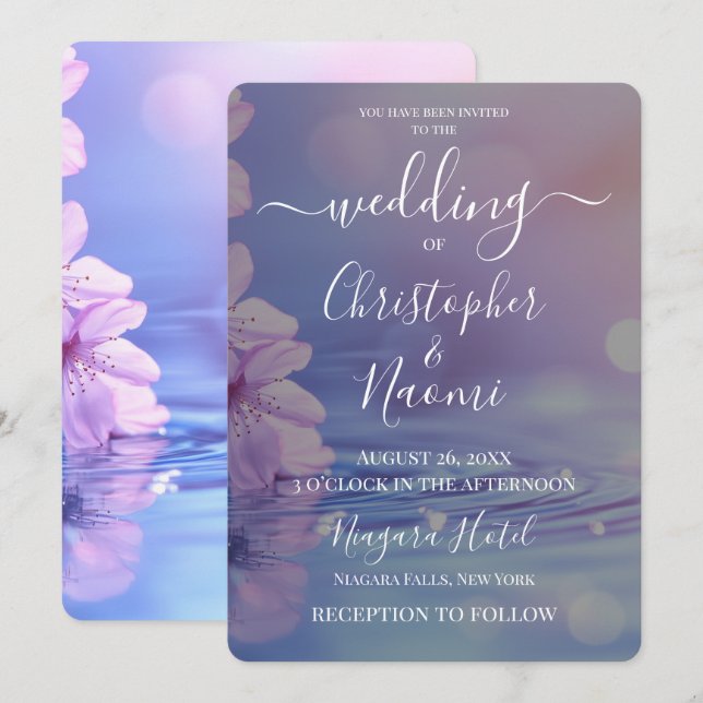 Create Your Own Flowers & Water Wedding Invitation (Front/Back)
